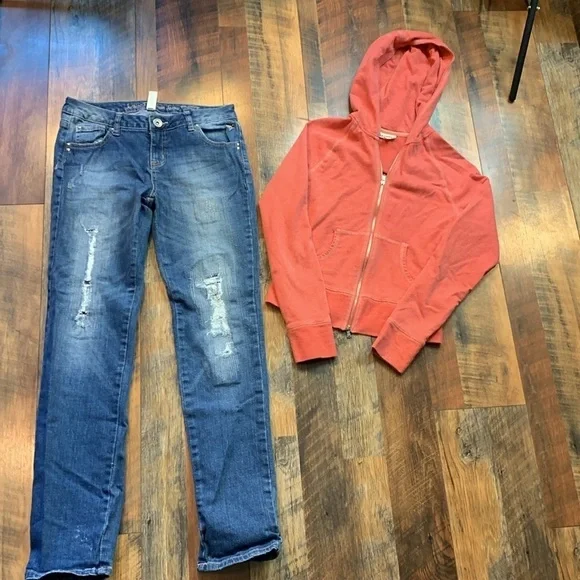 Cute justice Jean size 16 & express zippered hoodie small sin box 10 - Picture 2 of 5